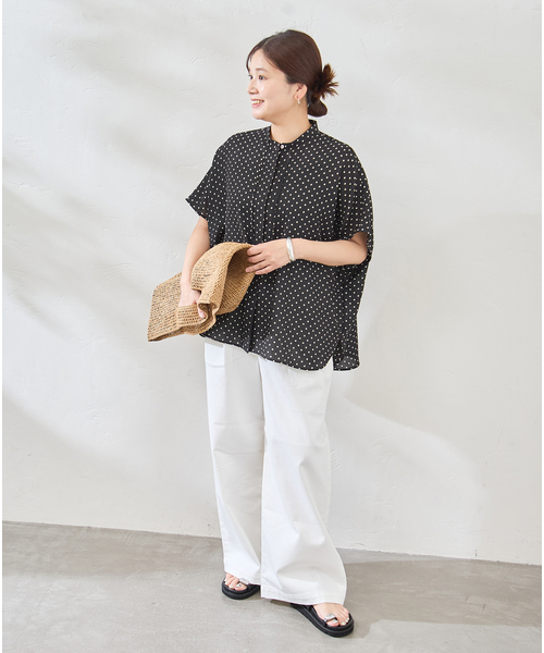 JOURNAL STANDARD(ジャーナルスタンダード)の「《追加》ポンチョ ブラウス(シャツ/ブラウス・レディース・ブラック系その他/ホワイト/スミクロ・FREE)」の4枚目の写真