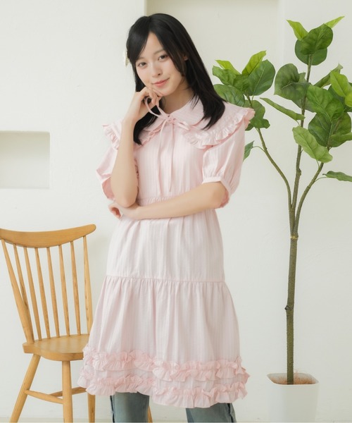 kutir(クティール)の「【マルチウェイ】ティアードフリルミニワンピース(シャツワンピース・レディース・アイボリー/グレー/ピンク/ネイビー/ベージュ/ブラック/ライトブルー/グリーン・FREE)」の12枚目の写真
