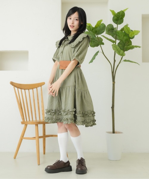 kutir(クティール)の「【マルチウェイ】ティアードフリルミニワンピース(シャツワンピース・レディース・アイボリー/グレー/ピンク/ネイビー/ベージュ/ブラック/ライトブルー/グリーン・FREE)」の22枚目の写真