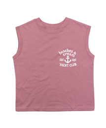ヨットクラブ 袖なしTシャツ - グレイッシュピンク
