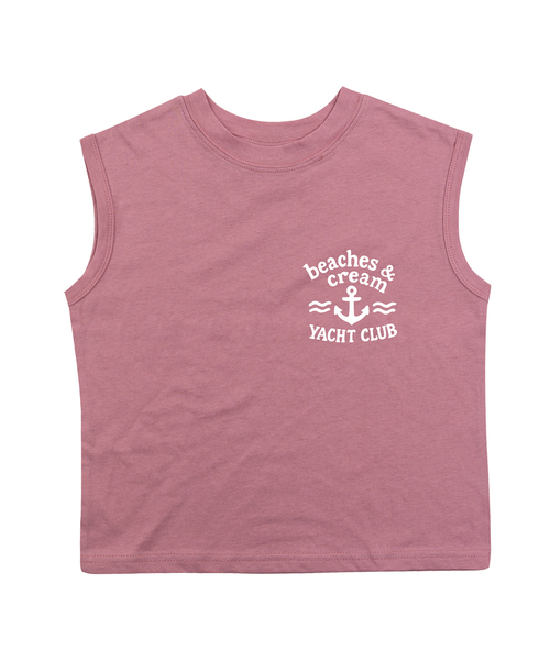 BEACHESAND CREAM KIDS(ビーチスアンドクリームキッズ)の「ヨットクラブ 袖なしTシャツ - グレイッシュピンク(Tシャツ/カットソー・レディース・ピンク・SMALL/MEDIUM/LARGE)」の1枚目の写真