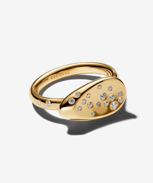 PANDORA(パンドラ)の「スモール ストーンセット オーバル シグネット リング(リング・レディース・イエローゴールド・56/54/52/50)」の2枚目の写真