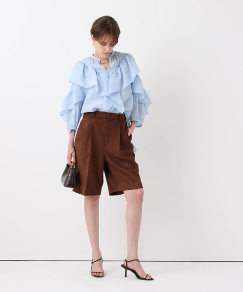 allureville(アルアバイル)の「フリルスタンドカラーブラウス(シャツ/ブラウス・レディース・ネイビー/サックスブルー/オフホワイト・2)」の14枚目の写真