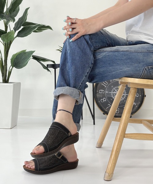 LUGG NAGG（ラグナグ）の「【Invito Gatto】【２WAY】異素材サマーサンダル【立体インソール】【コンフォート】（サンダル・レディース・ミント/ホワイト/ブラック/ベージュ・S/L/M/LL）」の6枚目の写真
