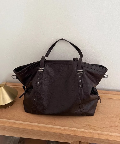 LA VORAGINE(ラ ヴォラジネ)の「レトロ PU ソフトレザー トートバッグ 2WAY 大容量(トートバッグ・レディース・C/Black・FREE)」の20枚目の写真
