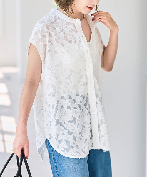 Spick & Span（スピックアンドスパン）の「シアージャガードフレンチシャツ（シャツ/ブラウス・レディース・ブラウン/ホワイト/ブラック・FREE）」の15枚目の写真
