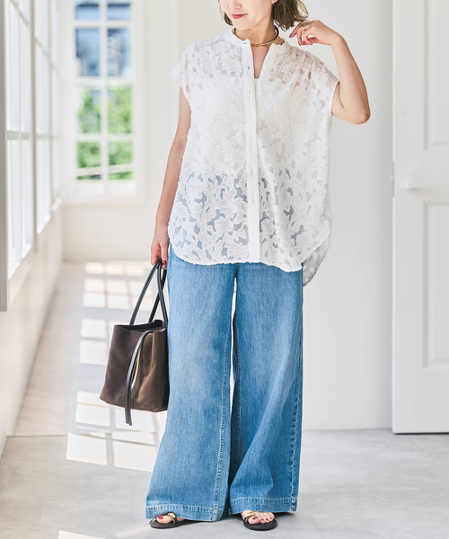 Spick & Span（スピックアンドスパン）の「シアージャガードフレンチシャツ（シャツ/ブラウス・レディース・ブラウン/ホワイト/ブラック・FREE）」の19枚目の写真