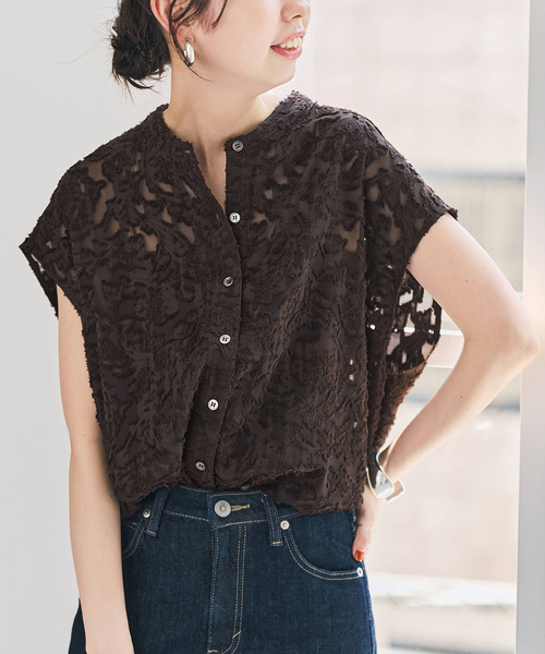 Spick & Span（スピックアンドスパン）の「シアージャガードフレンチシャツ（シャツ/ブラウス・レディース・ブラウン/ホワイト/ブラック・FREE）」の22枚目の写真