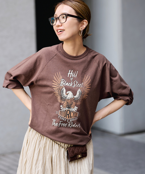 FRAMeWORK(フレームワーク)の「≪ 新色 / 追加≫GOOD ROCK SPEED 別注モーターサイクルTshirt(Tシャツ/カットソー・レディース・スミクロ/ブラウン・FREE)」の1枚目の写真