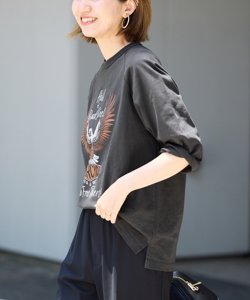 FRAMeWORK(フレームワーク)の「≪ 新色 / 追加≫GOOD ROCK SPEED 別注モーターサイクルTshirt(Tシャツ/カットソー・レディース・スミクロ/ブラウン・FREE)」の9枚目の写真