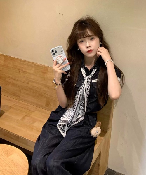 FAVORITO(ファヴォリート)の「デニムトップスワイドパンツセットアップ(セットアップ・レディース・ブルー・M/S/XL/L)」の5枚目の写真