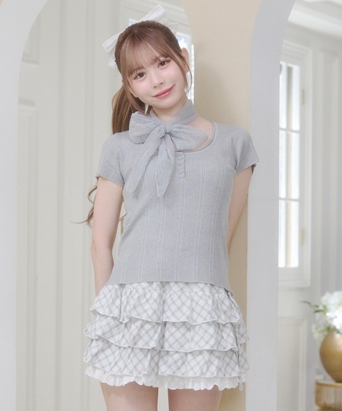 Rmine(アールマイン)の「ミニチェック柄 3段ティアードスカート(スカパン付き)(スカート・レディース・ブラック/ホワイト・SMALL)」の4枚目の写真