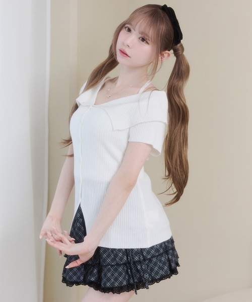 Rmine(アールマイン)の「ミニチェック柄 3段ティアードスカート(スカパン付き)(スカート・レディース・ブラック/ホワイト・SMALL)」の11枚目の写真