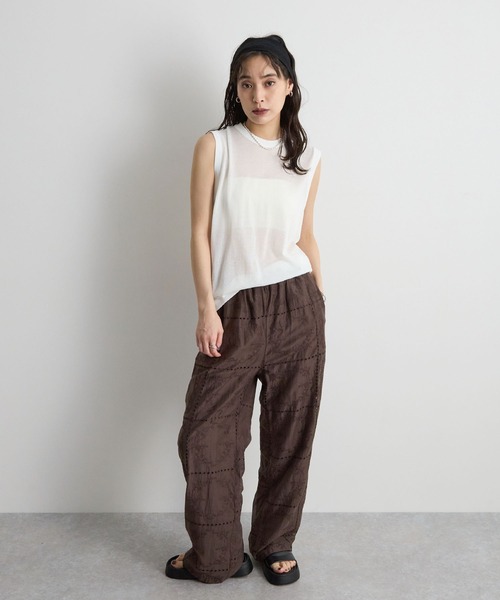STELLA FISH(ステラフィッシュ)の「涼しげに着映える。シアーノースリーブサマーニット / レイヤードトップス(ニット/セーター・レディース・ピンク/ホワイト/ブラック・FREE)」の13枚目の写真