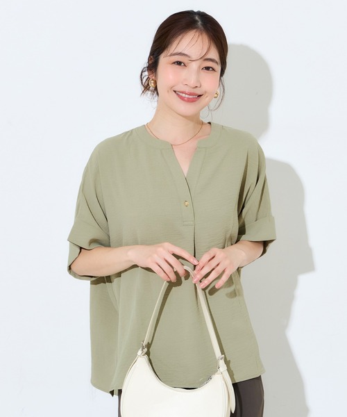 coca（coca）（コカ）の「シボサテン スキッパーブラウス（シャツ/ブラウス・レディース・ネイビー/カーキ・M/L）」の10枚目の写真