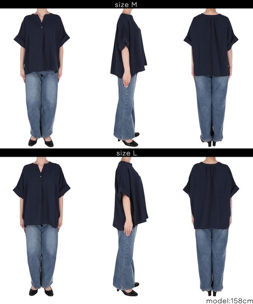 coca（coca）（コカ）の「シボサテン スキッパーブラウス（シャツ/ブラウス・レディース・ネイビー/カーキ・M/L）」の15枚目の写真