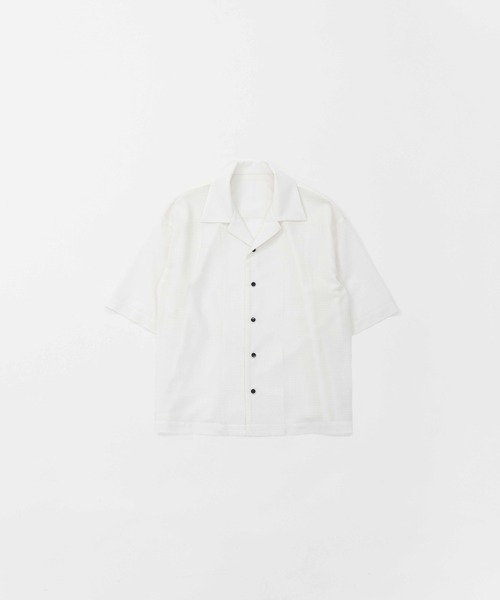 LAPIIS(ラピス)の「FINE WOOL RIPSTOP OPEN COLLAR SHIRT(シャツ/ブラウス・メンズ・ホワイト/ブラック・M/L)」の2枚目の写真
