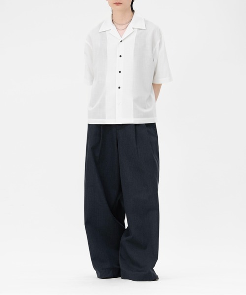 LAPIIS(ラピス)の「FINE WOOL RIPSTOP OPEN COLLAR SHIRT(シャツ/ブラウス・メンズ・ホワイト/ブラック・M/L)」の11枚目の写真