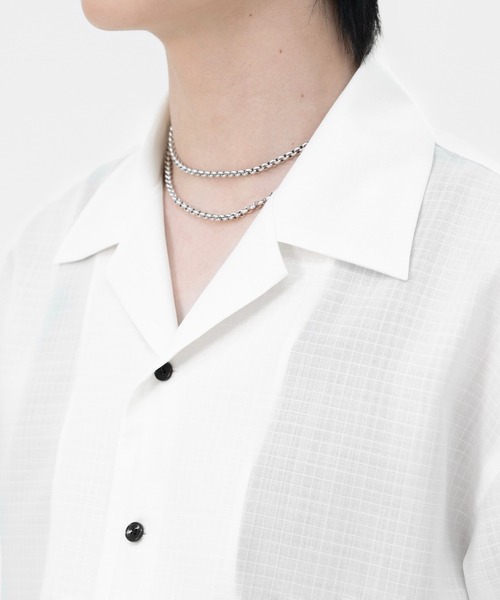 LAPIIS(ラピス)の「FINE WOOL RIPSTOP OPEN COLLAR SHIRT(シャツ/ブラウス・メンズ・ホワイト/ブラック・M/L)」の15枚目の写真