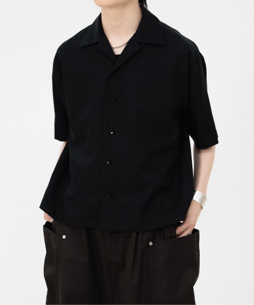 LAPIIS(ラピス)の「FINE WOOL RIPSTOP OPEN COLLAR SHIRT(シャツ/ブラウス・メンズ・ホワイト/ブラック・M/L)」の6枚目の写真