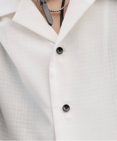 LAPIIS(ラピス)の「FINE WOOL RIPSTOP OPEN COLLAR SHIRT(シャツ/ブラウス・メンズ・ホワイト/ブラック・M/L)」の16枚目の写真