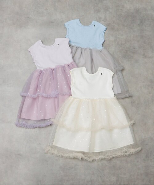 apres les cours（アプレレクール）の「チュールドッキングワンピース（ワンピース・キッズ・サックスブルー/ラベンダー/アイボリー・110/100/90/120/80/140/130）」の8枚目の写真
