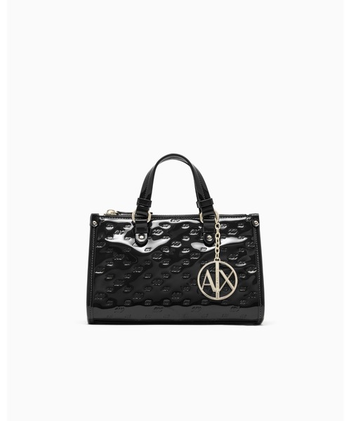 ARMANI EXCHANGE(アルマーニエクスチェンジ)の「【A|X アルマーニ エクスチェンジ】オールオーバーロゴ パテントスモールハンドバッグ(ハンドバッグ・レディース・ブラック・FREE)」の1枚目の写真