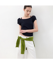 OFF SHOULDER V-NECK LAYERD KNIT TOP (T-7237)