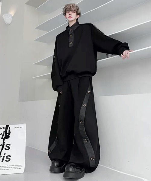 neos(ネオス)の「【NEOS】ポリスウェット トップス トレーナー ハイネック パンツ ライン ボタン 上下 セットアップ ワンマイルウェア ユニセックス メンズ レディース 2026 秋冬(セットアップ・メンズ・グレー/ブラック・MEDIUM/LARGE)」の7枚目の写真