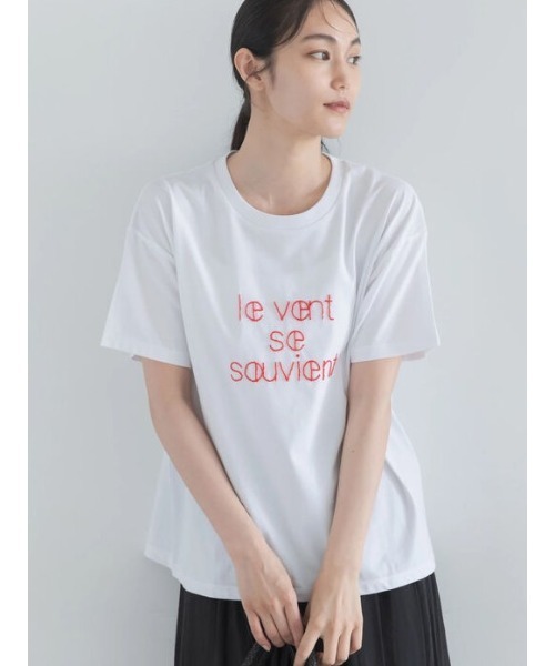 Te chichi(テチチ)の「【接触冷感】ステッチ刺繍ロゴレギュラーTシャツ(Tシャツ/カットソー・レディース・チャコールグレー/オフホワイト/レッド・F)」の1枚目の写真