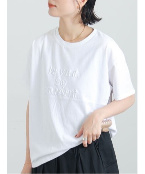 Te chichi(テチチ)の「【接触冷感】ステッチ刺繍ロゴレギュラーTシャツ(Tシャツ/カットソー・レディース・チャコールグレー/オフホワイト/レッド・F)」の2枚目の写真
