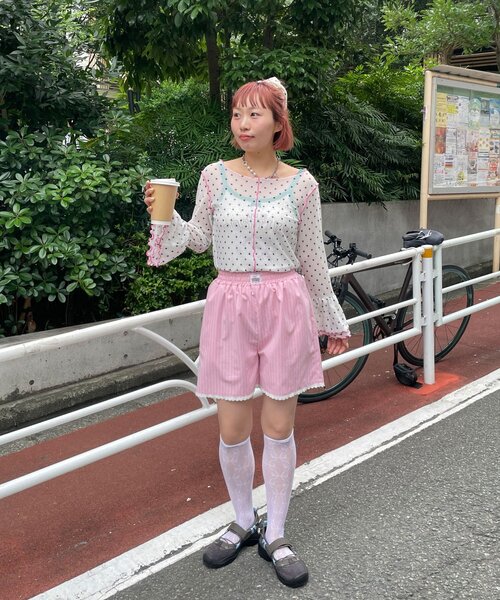 HELLO.SANFRANCISCO(ハローサンフランシスコ)の「【HELLO.SANFRANCISCO/ハローサンフランシスコ】レース付ストライプショートパンツ(その他パンツ・レディース・ピンク/ブルー・ONE SIZE)」の13枚目の写真