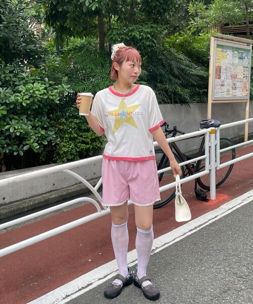 HELLO.SANFRANCISCO(ハローサンフランシスコ)の「【HELLO.SANFRANCISCO/ハローサンフランシスコ】レース付ストライプショートパンツ(その他パンツ・レディース・ピンク/ブルー・ONE SIZE)」の17枚目の写真