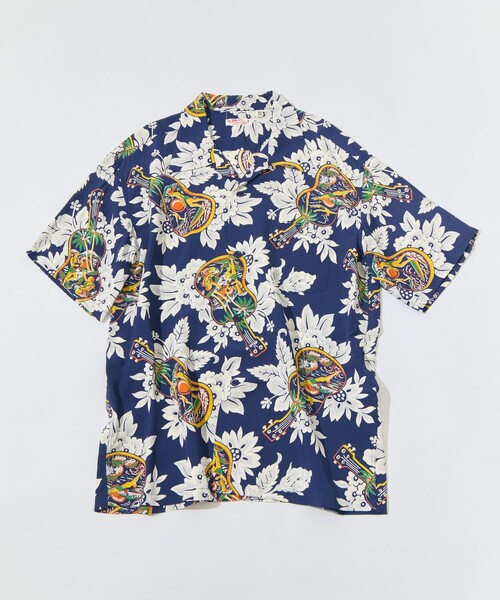 SUN SURF(サンサーフ)の「【SUN SURF/サンサーフ】UKULELE MELODYS/S RAYON HAWAIIAN SHIRT(シャツ/ブラウス・メンズ・ネイビー/ブラウン・L/XL)」の1枚目の写真