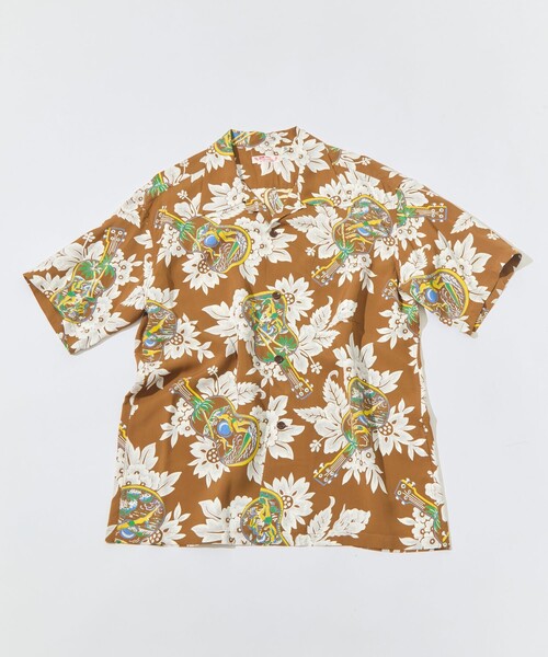 SUN SURF(サンサーフ)の「【SUN SURF/サンサーフ】UKULELE MELODYS/S RAYON HAWAIIAN SHIRT(シャツ/ブラウス・メンズ・ネイビー/ブラウン・L/XL)」の2枚目の写真
