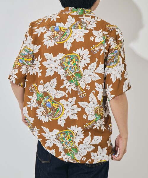 SUN SURF(サンサーフ)の「【SUN SURF/サンサーフ】UKULELE MELODYS/S RAYON HAWAIIAN SHIRT(シャツ/ブラウス・メンズ・ネイビー/ブラウン・L/XL)」の7枚目の写真