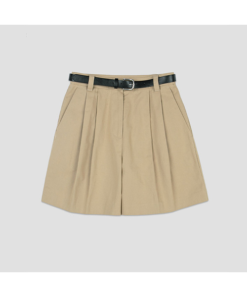 ATELIER NAIN(アトリエナイン)の「BELTED TWO TUCK SHORT PANTS S (PT-5797)(その他パンツ・レディース・ダークネイビー/ホワイト/ベージュ・LARGE/MEDIUM/SMALL)」の1枚目の写真