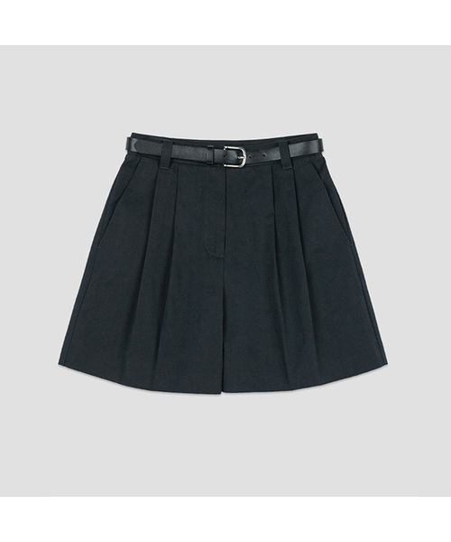 ATELIER NAIN(アトリエナイン)の「BELTED TWO TUCK SHORT PANTS S (PT-5797)(その他パンツ・レディース・ダークネイビー/ホワイト/ベージュ・LARGE/MEDIUM/SMALL)」の3枚目の写真