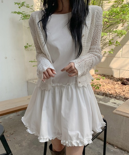 Girly Doll(ガーリードール)の「ノースリーブフリル付きミニワンピース(ワンピース・レディース・ブラック/ホワイト・FREE)」の1枚目の写真