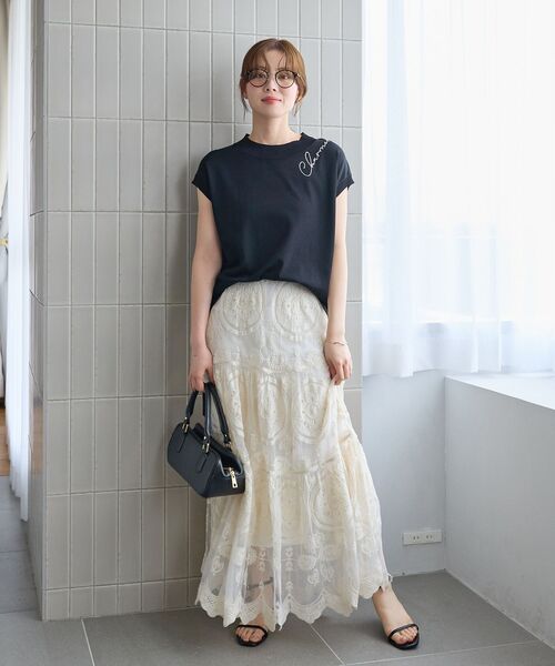 le.coeur blanc（ルクールブラン）の「TORRAZZO DONNAティアードレーススカート（スカート・レディース・ブラック/アイボリー・38）」の8枚目の写真