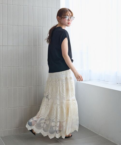 le.coeur blanc（ルクールブラン）の「TORRAZZO DONNAティアードレーススカート（スカート・レディース・ブラック/アイボリー・38）」の9枚目の写真