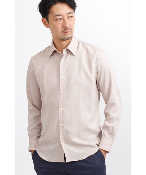HIGH STREET（ハイストリート）の「HIGH STREET∴フラワードローイングシャツ（シャツ/ブラウス・メンズ・ベージュ/チャコール/ブラック・M/S/L）」の3枚目の写真