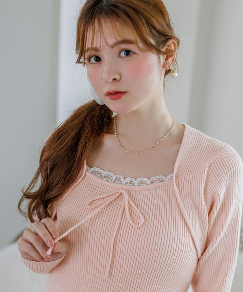alotta(アロッタ)の「【Corie】ボレロレイヤード風ニットトップス(ニット/セーター・レディース・ブラック/グレー/ピンク・M/L)」の1枚目の写真