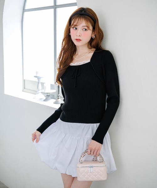alotta(アロッタ)の「【Corie】ボレロレイヤード風ニットトップス(ニット/セーター・レディース・ブラック/グレー/ピンク・M/L)」の7枚目の写真