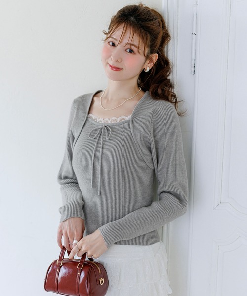 alotta(アロッタ)の「【Corie】ボレロレイヤード風ニットトップス(ニット/セーター・レディース・ブラック/グレー/ピンク・M/L)」の10枚目の写真