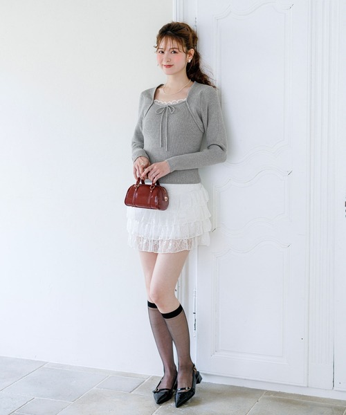 alotta(アロッタ)の「【Corie】ボレロレイヤード風ニットトップス(ニット/セーター・レディース・ブラック/グレー/ピンク・M/L)」の14枚目の写真
