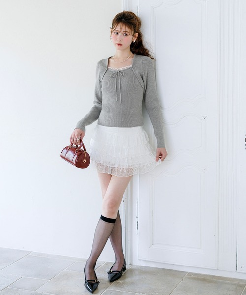alotta(アロッタ)の「【Corie】ボレロレイヤード風ニットトップス(ニット/セーター・レディース・ブラック/グレー/ピンク・M/L)」の15枚目の写真