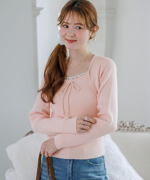 alotta(アロッタ)の「【Corie】ボレロレイヤード風ニットトップス(ニット/セーター・レディース・ブラック/グレー/ピンク・M/L)」の19枚目の写真
