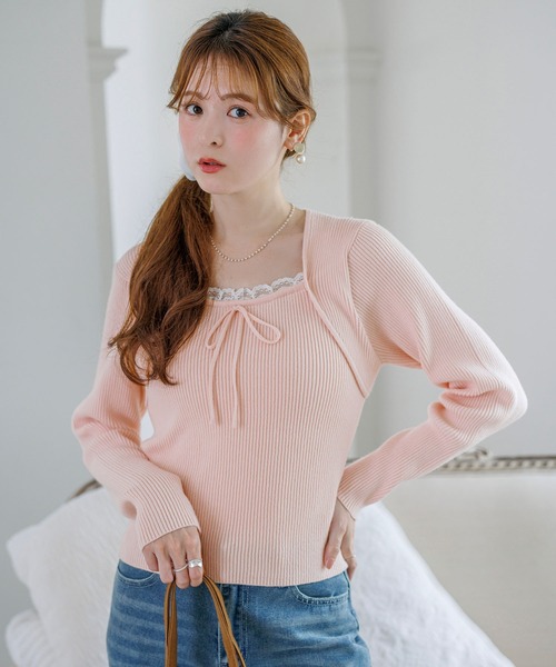 alotta(アロッタ)の「【Corie】ボレロレイヤード風ニットトップス(ニット/セーター・レディース・ブラック/グレー/ピンク・M/L)」の20枚目の写真