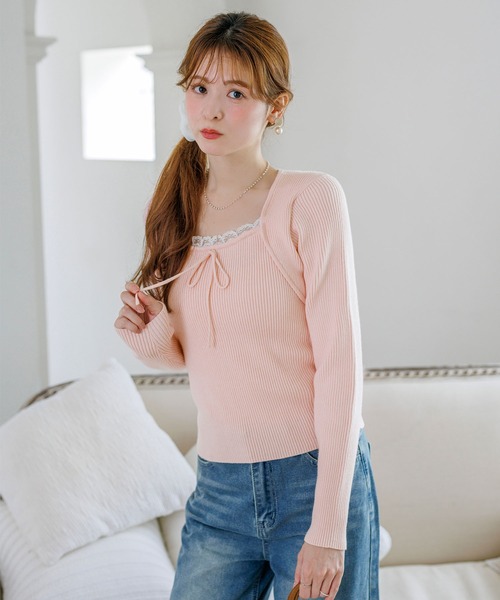 alotta(アロッタ)の「【Corie】ボレロレイヤード風ニットトップス(ニット/セーター・レディース・ブラック/グレー/ピンク・M/L)」の21枚目の写真